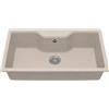 Evhoc Lavello Cucina Sopratop 1 Vasca 86,3 x 50,3 cm, Lavandino in Kuarzite Vasca Unica Effetto Granito, Piletta e Sifoni Inclusi, Made in Italy, Avena, TONDO L
