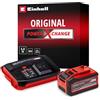 Einhell Original Einhell Starter Kit, batteria da 4-6 Ah e caricabatterie Boostcharger Power X-Change (ioni di litio, 18 V, tempo di ricarica di 60 minuti, compatibile con tutti gli apparecchi Power X-Change)