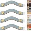 LEREATI 4 Pezzi Maniglie per Mobili in Ecopelle, Maniglie Armadio in Cuoio Pomello in Pelle, Pomelli per Cassetti, Porte, Mobili, Cucina (per Distanza dei Fori 128mm, Oro + Blu)