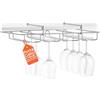 Avilia Porta Bicchieri e Calici per Cucina - Porta Bicchieri di Vino da Tavolo, Facile Fissaggio, Metallo Cromato, Organizzatore Sospeso Salvaspazio 34.5x50x9.5cm Bianco
