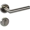 Gedotec Set di maniglie in acciaio inox spazzolato opaco [PZ - cilindro] 1x maniglia per porta con rosetta rotonda I Maniglie per porte interne L-FORM I Maniglia per porte di spessore 35-47 mm
