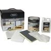 WOCA Kit olio per piano di lavoro naturale, set completo di trattamento del legno per piani di lavoro e mobili da cucina, olio alimentare danese con detergente, cuscinetti e guanti, 1 l