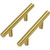 Goldenwarm 5 Pezzi Maniglie Cucina Maniglie Armadio Oro Maniglie per Mobili Ottone -LS201GD76 Maniglie Cassetti Maniglie Acciaio Inox Maniglie Porte Interne Maniglie Bagno Distanza dei Fori 76mm