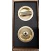 Generico Kit per porte scorrevoli TONDO - ORO SATINATO - Kit completo di serratura, ditale, taglio vite - dimensione fresata 48mm - Adatto per spessore porta da 38mm a 50mm