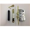 effedielle Serratura AGB Scivola TT per porte scorrevoli con quadro maniglia Q8 e chiave, ottone verniciato entrata 50 completa di contropiastra e chiave, frontale 16x168 mm, incontro contropiastra 128x18mm