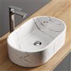 Planetmöbel Aquil Elegante lavabo ovale | Lavabo da appoggio per bagno e WC degli ospiti | Marmo Bianco, 55 x 34 x 14 cm