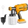 INGCO Pistola per verniciatura agli ioni di litio senza fili,Pistola elettrica per pareti, soffitti e recinzioni 800 ml 40DIN-s 20 V (senza batteria e caricabatterie) CSGLI2001