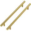 Goldenwarm 15 Pezzi Maniglie Cucina Maniglie Armadio Oro Maniglie per Mobili Ottone -LS201GD192 Maniglie Cassetti Maniglie Acciaio Inox Maniglie Porte Interne Maniglie Bagno Distanza dei Fori 192mm