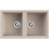 Evhoc Lavello Cucina Sopratop 86x51 cm, 2 Vasche, Lavandino Doppia Vasca in Kuarzite, Piletta Inclusa, Made in Italy, Avena, ADHOC M