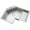 Generic Lavello Angolare da Cucina in Acciaio Inox, Vasca Singola Fatta a Mano, Lavabo per Cucina e Balcone Con Tubo di Scarico (B)