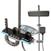 Kouamor LED Display Digitale Colonna Doccia Termostatica, 80-120 cm Barra Doccia Altezza Regolabile, Colonna Doccia Con Testa Doccia 20 x 30 cm, 3 Miscelatore Doccia Con Piano (D)