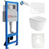 Lavita LAV 101 elemento premontato per WC 40cm + WC sospeso a parete con pulsante di scarico profondo GALVE bianco senza bordo + Pannello di comando LAV 200.3.1 bianco + Sedile WC con abbassamento