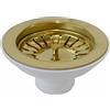 Generico Piletta pilettone di scarico tipo basket per lavello lavabo senza troppo pieno, con attacco da 11/2 e Foro da Ø 90mm, Pilettone Ø 114mm, piletta standard in acciaio PVD Oro con vite e cestello