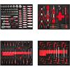 EBERTH Set di Attrezzi 134 Parti Per il Carrello Degli Attrezzi, Inserti in Schiuma Etichettati, Carburo, Maniglie Ergonomiche, Per 4 Cassetti, Attrezzatura Professionale da Officina, Rosso