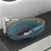 Mai & Mai Lavabo da Appoggio 50,5x35x14,5cm, Lavandino Bagno in Vetro Temperato Ovale Minerva04, Blu