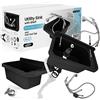 Instalguru Lavandino da Camera Lavabo Commerciale Industriale Profondo Esterno Giardino Garage Lavanderia 60 x 34 x 21 cm Nero con Ripiano Miscelatore Doccetta Estraibile Polipropyleno