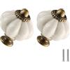 Zernmiarder Confezione da 6 pomelli a forma di zucca bianca antica, in ceramica, per cassetti vintage, con viti, per armadio, cassetti, armadietti e progetti fai da te per la casa