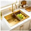 HZKSINNK Lavelli Da Cucina, Lavello Singolo Golden Bar, Lavello Quadrato In Acciaio Inox Dorato Per Cucina/lavelli Da Bagno, Lavello Nano/Prep Con Kit Di Scarico, Facile Da Pulire, Da Incasso Sottotop