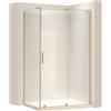 Rea - Cabina Doccia Montana, Oro Spazzolato 130X80, D'Angolo Senza Piatto Doccia, Vetro Di Sicurezza Temperato Trasparente 6mm, Scorrevole, 130 X 80 X 200,5 cm