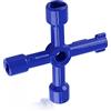 Waziaqoc Chiave multifunzione a 4 vie, triangolo/quadrato in lega di zinco/chiave trasversale universale per contatore acqua elettrico valvola a gas armadio ascensore, blu