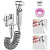 DECKALY Mini kit spruzzatore per rubinetto WC con doppia valvola di controllo 1 in 2 uscite, rondella di testa multifunzionale, doccetta per pannolini, spray, tubo flessibile e accessori (argento)