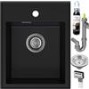 empiria SINK QUALITY SINK Quality Lavello Piccolo Granito nero 40 x 50 cm - Sifone e impregnazione inclusi - Lavandino in Granito Cucina al mobile 40 cm - Lavello Cucina 1 Vasca