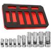 HEBEOT Set di 9 chiavi a bussola speciali per tubo del carburante Iniettore diesel Set di chiavi a bussola per accesso difficile 1/4 3/8 e 1/2 driver argento 46-78 mm