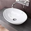 doporro Lavabo da Appoggio Ovale in Ceramica Bianco Lucido 42 cm Lavandino Bagno Moderno con Rivestimento Nano per Bagno e WC Ospiti - Brüssel205