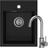 empiria SINK QUALITY SINK QUALITY Lavello nero con rubinetto 40 x 50 cm - Set lavello in granito con rubinetto della cucina, sifone e impregnazione - lavello senza scolapiatti per mobiletti a partire da 40 cm di larghezza