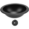 dsheng Lavello per in Acciaio Inossidabile, Lavabo Ovale Bagno per 340X270X120 Mm con Scarico Fognario 40 Mm, Lavabo Rotondo Incasso per Roulotte, Nero