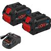 Bosch Professional 1600A01C4K Clic-Avviatore a Batteria, 2 x 18 V ProCORE 8.0 Ah + Gal 1880 CV, Blu