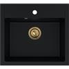 empiria SINK QUALITY sink quality lavello in granito nero con macchie dorate 56 x 51 cm - lavello con sifone dorato e impregnante - lavello per sottolavelli a partire da 60 cm di larghezza - lavabo per cucina