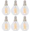 01 Lampadina a filamento, alta trasmittanza dimmerabile 6W 220V 6PCS Lampada E12 trasparente trasparente per casa per bar per soggiorno per ristorante per bar