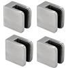 PRIOstahl Set di 4 supporti per vetro, 30 x 30 x 18 mm, in acciaio inox V2A, morsetti per vetro da 4 mm, per ringhiere, ringhiere, balconi, in vetro antiruggine