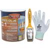 OWATROL® D1 - Olio saturatore trasparente opaco, Impregnate per legno, Protezione a lunga durata, per uso esterno e interno - Made in EU (1L + pennello + guanti)