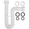 Qualoramall Kit tubo di scarico flessibile per lavello con tubo corrugato regolabile da 20 a 80 cm, sifone a P da 1-1/2 e adattatori da 1-1/4, anelli di tenuta a prova di perdite per lavello da
