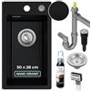 empiria SINK QUALITY SINK QUALITY Lavello da cucina piccolo nero 28 x 50 cm - lavello sottile con sifone PUSH e impregnante - lavello in granito piccolo per sottolavelli a partire da 40 cm - Lavello da incasso in granito