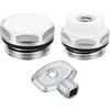 PATIKIL 1/2 BSP Maschio Filettatura Manuale Radiatore Aria Sfiato Tappo Valvola Kit con Chiave, 2pz Nickel Placcato Ottone Tappi per Radiatore Riscaldatore, Argento Bianco