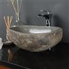 Wohnfreuden, lavabo in pietra naturale 40 cm ovale in grigio realizzato in pietra di fiume indonesiana - Con selezione unica
