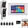ANJIELO SMART Videocitofono, videocamera WiFi con monitor da 7 pollici, campanello cablato con 1080P, supporta l'ingresso della scheda e il rilevamento del movimento, audio bidirezionale (2 Campanello+1 Monitor)