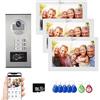 ANJIELO SMART Sistema di videocitofono a 4 fili per appartamento,2/3/4/6/8/10/12 unità 7 pollici monitor 1080P Kit citofono,3 in 1 sblocco,movimento rilevato per villa,Tuya (1 Campanell+ 3 Monitor)