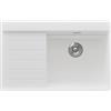 PRIMAGRAN Lavello da Cucina Bianco 78x50cm, Lavandino in Granito a 1 vasca + Sifone Classico, Lavabo da Cucina Incasso al Mobile 50cm - Sydney Ergo S293