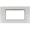 A2ZWORLD Placche Compatibile Con Vimar Plana, Placche Cristallo con Effetto Vetro, Da 4 Moduli/Posti, Colore Bianco