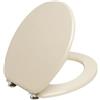 Copriwater Forma Universale Sedile Vaso WC Champagne Avorio Completo di Cerniere Metallo Cromato Lucido e Viti di Fissaggio