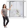 Flei, zanzariera magnetica per porta scorrevole, con chiusura automatica e sistema di ventilazione, per soggiorno/patio., bianco, 115x170cm(WxH)