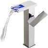 Gx Led Rubinetto Bagno Cascata, Rubinetto Bagno Lavabo, Nero Moderno Ottone Rubinetto Lavabo, Acqua Calda E Fredda Disponibile, Miscelatore Monocomando, Per Bagno o Avabo Bagno, Con Valvola In Ceramica
