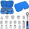 Generico SET 17 PEZZI CHIAVI A BUSSOLA PASSANTI CON PROFILO INTERNO MILLERIGHE DI TIPO XZN 10-24 mm E CHIAVE A CRICCHETTO REVERSIBILE