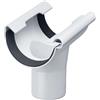 INEFA Raccordo di scarico, semicircolare in plastica PVC-U, per grondaia semicircolare, raccordo pendente, grondaia, pluviale, tubo pluviale, pluviale, scarico del tetto 100/75mm Bianco