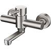HomeLava Rubinetto Cucina a Muro, Miscelatore Cucina a Parete, Beccuccio 18 cm, Girevole a 360 °, Regolabile Acqua Calda e Fredda, Spazzolato
