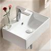 Teal Home Lavabo da appoggio in ceramica, rettangolare, piccolo lavabo per ospiti, bagno, bianco, mini lavabo 45 x 31 x 13 cm